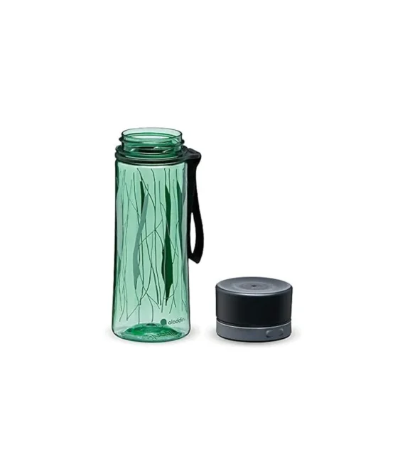 Aladdin Aveo Water Bottle 0.35L Basil Green Leaf Print – Leakproof – Wide opening for easy fill – BPA-Free – Smooth Drinking Spout – Stain and Smell Resistant – Dishwasher Safe 10-01101