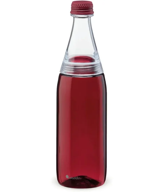 Aladdin Fresco Twist & Go Water Bottle 0.7L Burgundy Red Two-Way Leakproof Lid For Easy Filling And Cleaning – Carbonated Beverage Friendly – Bpa-Free – Smooth Drinking Spout – Dishwasher Safe