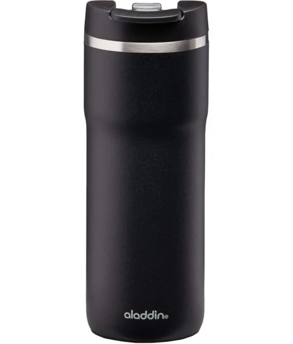 Aladdin Barista Java Thermavac Leak-Lock Thermavac Stainless Steel Travel Mug 0.47L Lava Black Leakproof | Double Wall Vacuum Insulated Cup | Keeps Hot for 4 Hours | BPA-Free | Dishwasher Safe