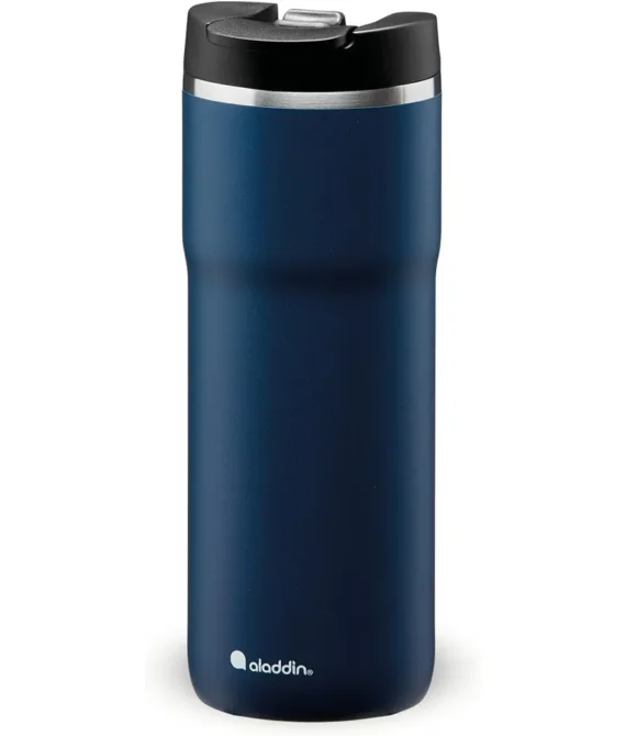 Aladdin Barista Java Thermavac Leak-Lock Stainless Steel Thermos Travel Mug for Hot Drinks 0.47L Navy Blue Keeps 4 Hours – BPA-Free Reusable Coffee Cups Leakproof Dishwasher Safe