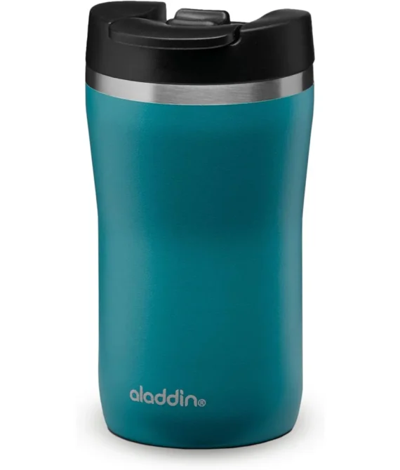 Aladdin Barista Caf Thermavac Leak-Lock Thermavac Stainless Steel Travel Mug 0.25L Aqua Blue Leakproof | Double Wall Vacuum Insulated Cup | Keeps Hot for 2.5 Hours| BPA-Free | Dishwasher Safe