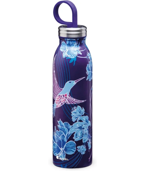 Aladdin Chilled Style Thermavac Stainless Steel Water Bottle 0.55L Riverside Indigo Double Wall Vacuum Insulated – Keeps Cold for 9 Hours BPA-Free Leakproof Dishwasher Safe