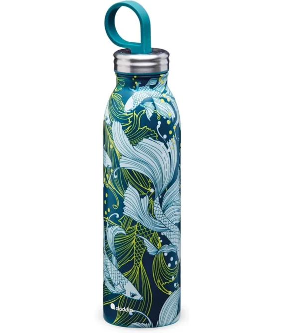 Aladdin Chilled Style Thermavac Stainless Steel Water Bottle 0.55L Goldfish Green Double Wall Vacuum Insulated REUsable – Keeps Cold For 9 Hours Bpa-Free Leakproof Dishwasher Safe