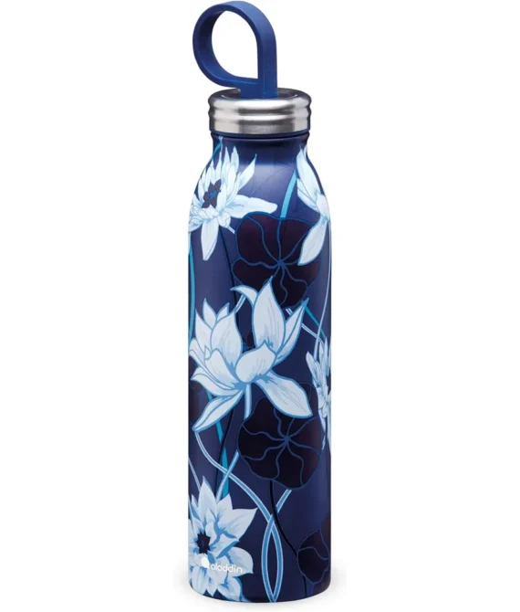 Aladdin Chilled Thermavac Stainless Steel Water Bottle 0.55L Lotus Navy Double Wall Vacuum Insulated Reusable Water Bottle | Keeps Cold for 9 Hours | BPA-Free | Leakproof | Dishwasher Safe