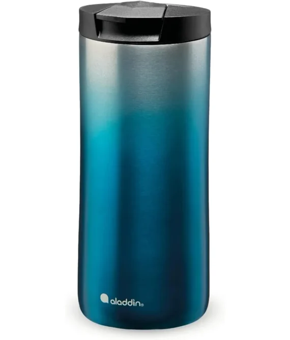 Aladdin Urban Thermavac Stainless Steel Travel Mug 0.35L Gradient Blue Leakproof – Double Wall Vacuum Insulated Cup – Keeps Hot for 3 Hours – BPA-Free – Dishwasher Safe