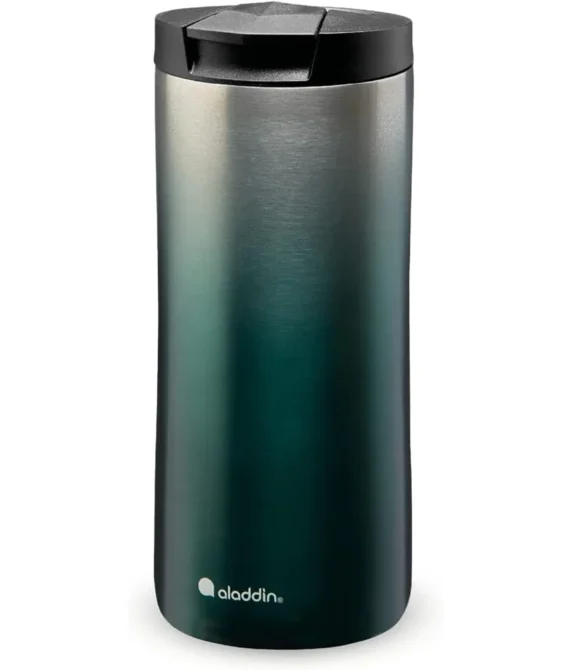 Aladdin Urban Thermavac Stainless Steel Travel Mug 0.35L Gradient Green Leakproof – Double Wall Vacuum Insulated Cup – Keeps Hot for 3 Hours – BPA-Free – Dishwasher Safe