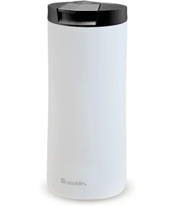 Aladdin Urban Thermavac Stainless Steel Travel Mug 0.35L Satin White Leakproof – Double Wall Vacuum Insulated Cup – Keeps Hot for 3 Hours – BPA-Free – Dishwasher Safe