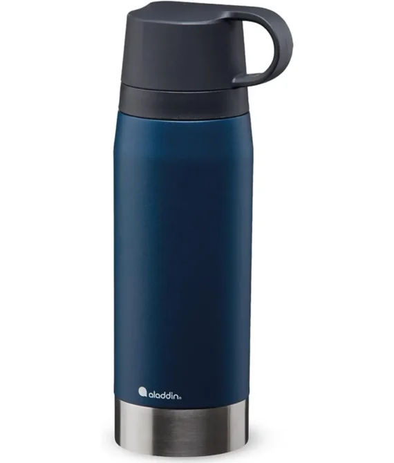 Aladdin CityPark Thermavac Twin Cup Bottle 1.1L Navy Blue BPA Free Stainless Steel with Built in – Keeps Cold or Hot for 25 Hours Leakproof Dishwasher Safe