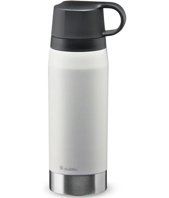 Aladdin CityPark Thermavac Twin Cup Bottle 1.1L Stone Grey BPA Free Stainless Steel Bottle with Built in Twin Cup – Keeps Cold or Hot for 25 Hours – Leakproof – Dishwasher Safe