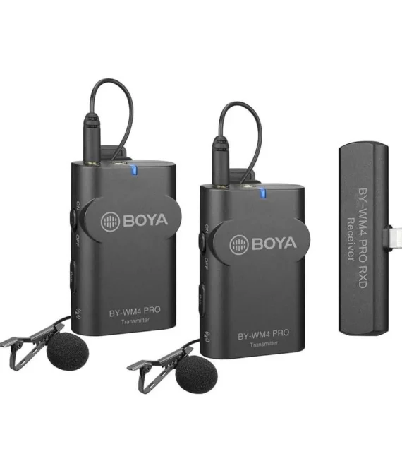 Boya By-Wm4 Pro Kit 2.4Ghz Dual-Channel Smart Phone Wireless Transmission Recording Microphone With Lightning Connector For All Iphone & All Ios Devices Inc 1X Receiver & 2X Transmitters (Wm4Prok4)