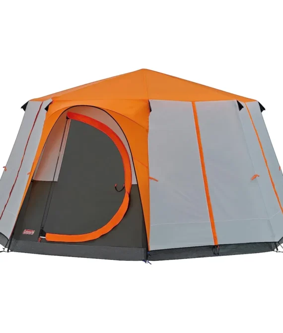 Coleman Tent Octagon 6 Man Festival Dome Tent 6 Person Family Camping Tent with 360 Panoramic View Stable Steel Pole Construction Sewn-in Groundsheet 100 Percent Waterproof