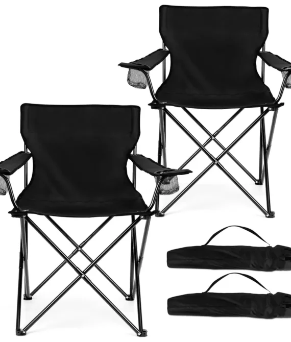 HaSteeL Camping Chair Set of 2 (2 Black)