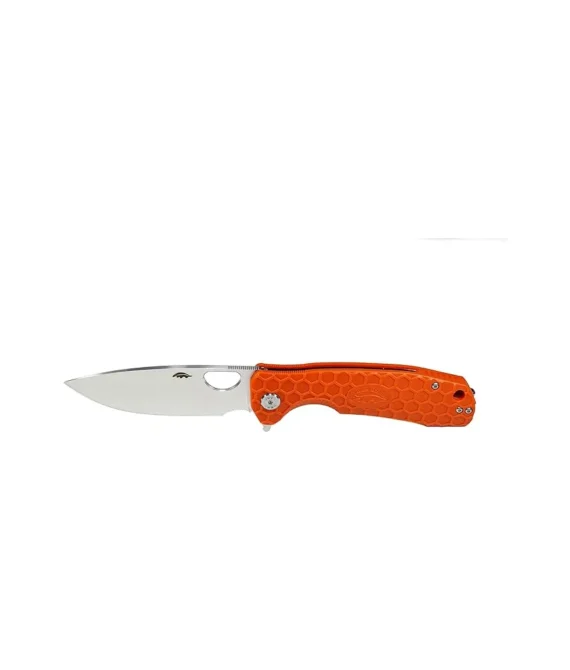 Honey Badger Satin Drop Point Flipper Knife Large Orange