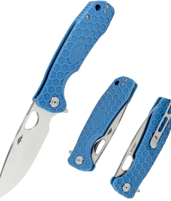 Honey Badger Drop Point Flipper Knife Medium Blue