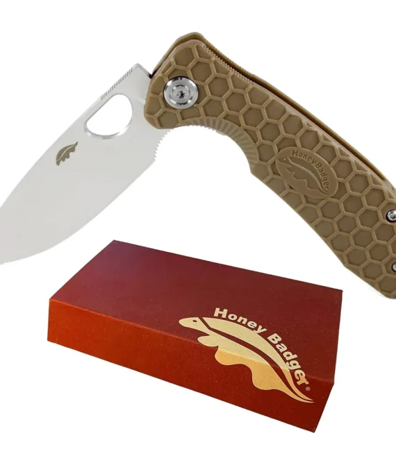 Honeybadger Flipper Flipper Camping Knife – Tan Small