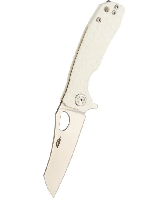 Honeybadger Honey Badger Wharncleaver Camping Knife with Left/Right Hand Pocket Clip White Small HB1069