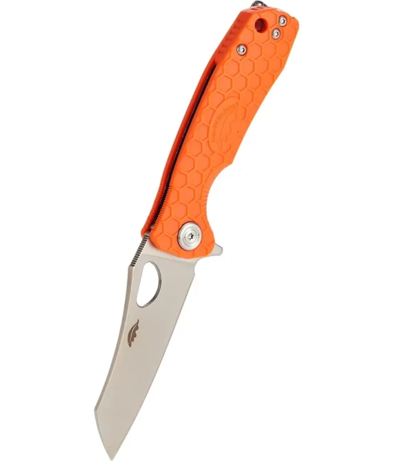 Honeybadger Honey Badger Wharncleaver Camping Knife with Left/Right Hand Pocket Clip Orange Small S HB1070