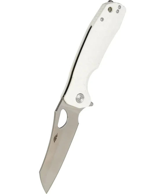 Honeybadger Honey Badger Wharncleaver D2 Camping Knife with Left/Right Hand Pocket Clip Large White