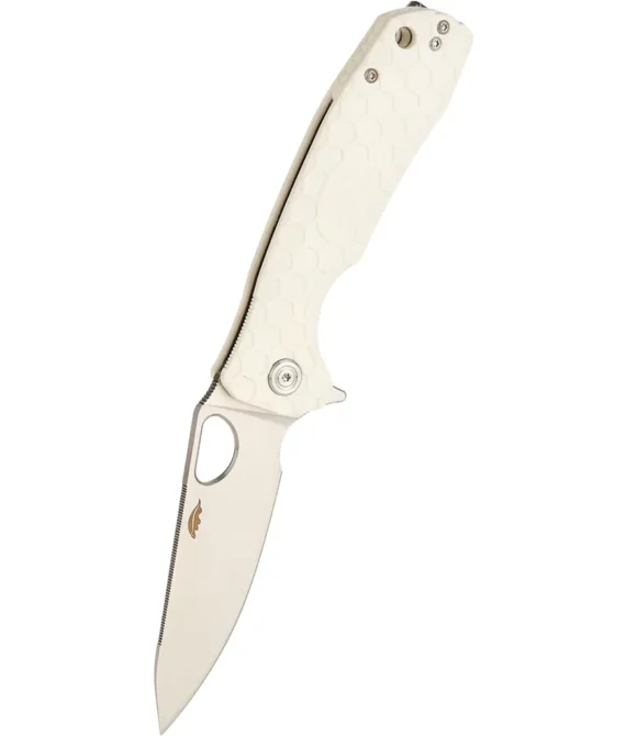 Honey Badger Leaf Camping Knife with Left/Right Hand Pocket Clip L White