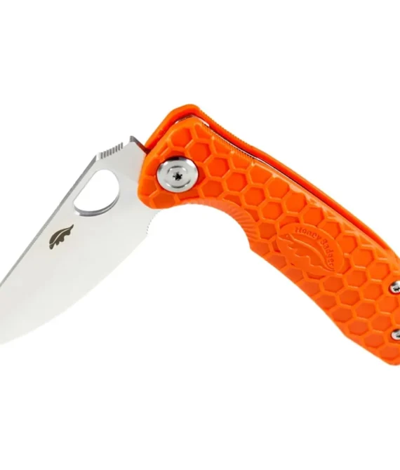 Honey Badger Leaf Camping Knife with Left/Right Hand Pocket Clip Medium Orange