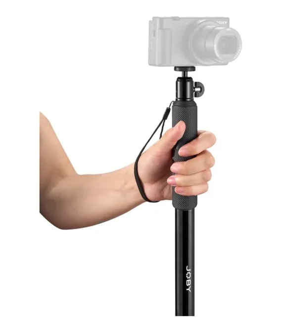 JOBY Compact Monopod 2-in-1 Camera/Action Cam with Ball Head Universal -20 Mount Swivel Mount Compatible with GoPro DSLR Mirrorless Camera Colour: Black