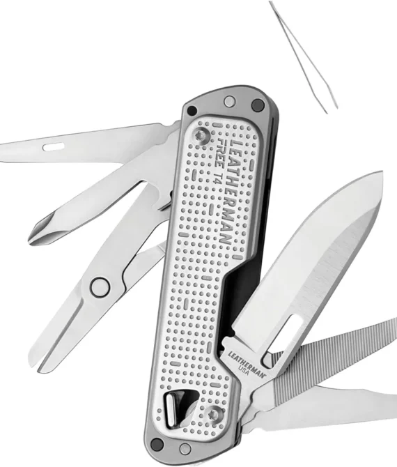 Leatherman Free T4 Stainless Steel Pocket Size Multitool | Closed Length: 9.3 cm | 12 in 1 Functional Tools | Weight: 121.9 Gram Width: 2.4 cm 25 Years Warranty | EDC