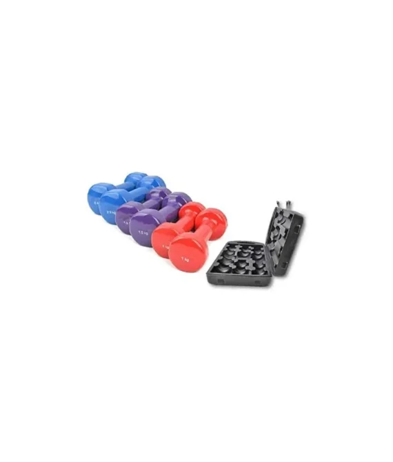 Vinyl dumbbell set with carrying   10 kg