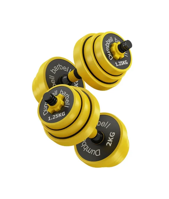 New rubber coated 2 in 1 yellow barbell dumbbell sets hand weights arm strength training weightlifting