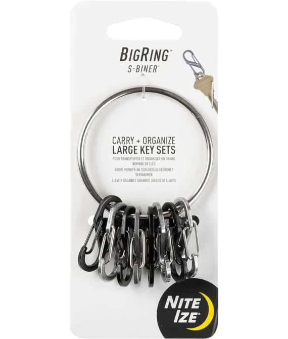 Nite Ize BigRing Steel 2″ Stainless Steel Key Chain Ring With 8 Stainless Steel Key-Holding S-Biners