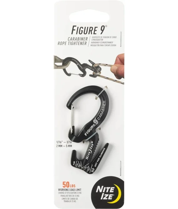 NITE IZE Figure 9 Carabiner Rope Tightener Black Small