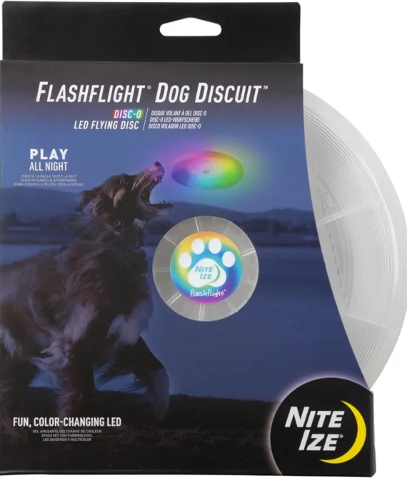 Nite Ize Flashflight Led Dog Discuit – Best Flying Disc For All Hours Of Play With Long-Lasting Light 1-Pack Multi-Colored Disc-O (Ffdd-07-R8)