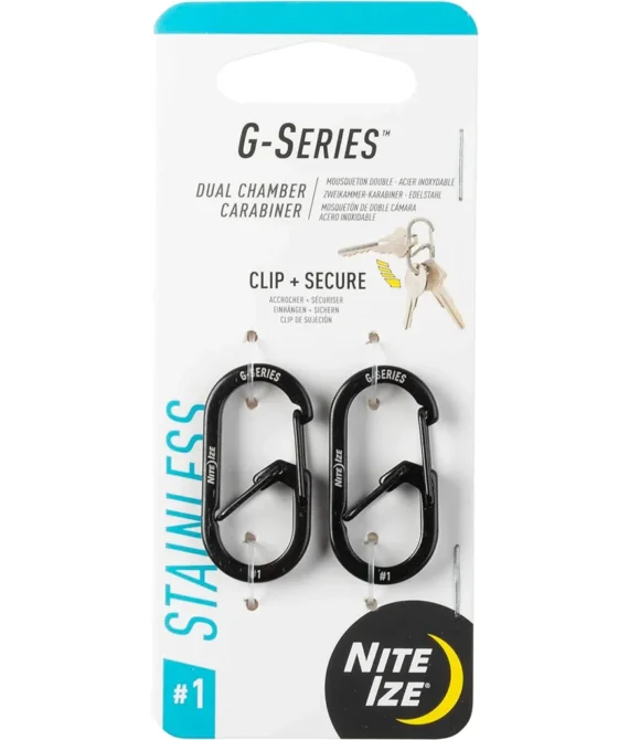 Nite Ize GS1-01-2R6 Black G-Series Dual Chamber Carabiner #1 Size #1