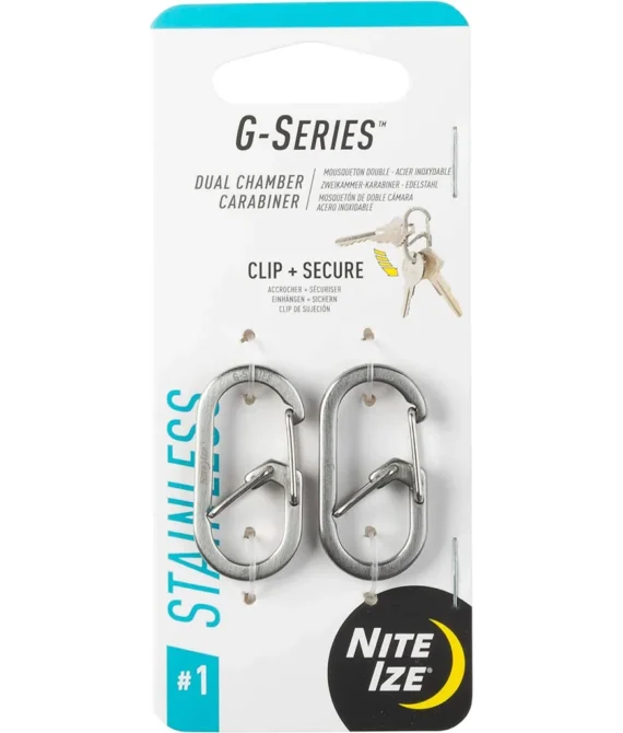 Nite Ize Gs1-11-2R6 G-Series Dual Chamber Carabiner Size #1 2-Pack Stainless Steel