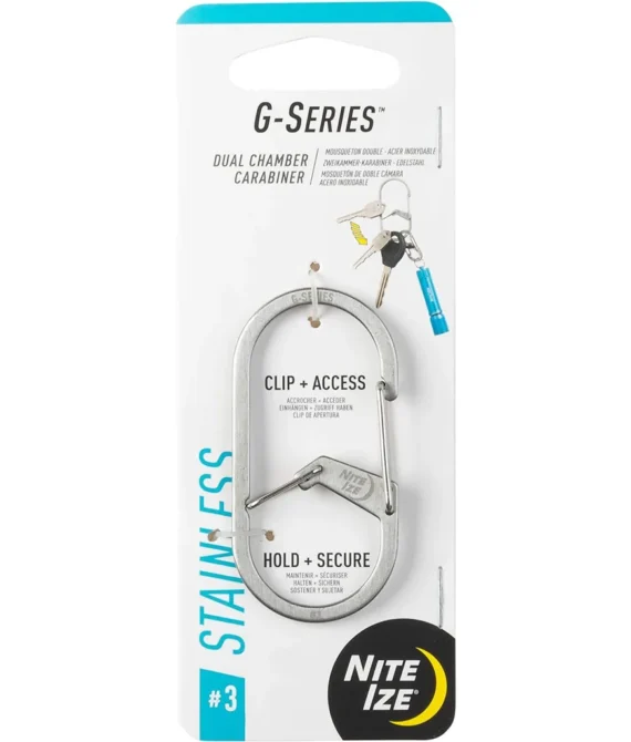 Nite Ize GS3-11-R6 G-Series Dual Chamber Carabiner Size #3 1-Pack Stainless Steel