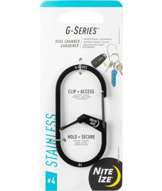 Nite Ize Gs4-01-R6 G-Series Dual Chamber Carabiner Size #4 Black