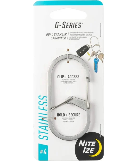 Nite Ize Gs4-11-R6 G-Series Dual Chamber Carabiner Size #4 1-Pack Stainless Steel