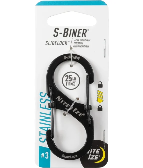 Nite Ize Lsb3-01-R6 S-Biner Stainless Steel Slide Lock Black Size 3