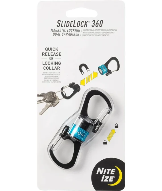 Nite Ize Slidelock 360 Degree Magnetic Locking Dual Carabiner Blue