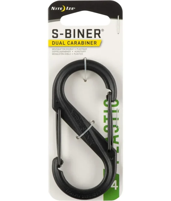 Nite Ize S-Biner Plastic Size-4 Double-Gated Carabiner Lightweight Yet Strong Black