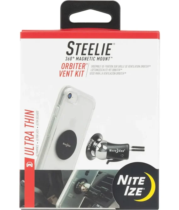 Nite Ize Steelie Orbiter Vent Mount Kit – Portable Magnetic Cell Phone Holder For Car Vent Low Profile No Attached Magnets