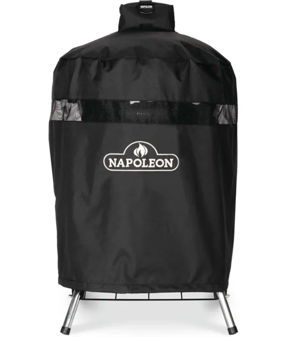 Napoleon BBQ Grill Cover for Kettle Grill 18″ Leg Model Cover Black BBQ Cover Water Resistant UV Protected Air Vents Velcro Closure Hanging Loops Adjustable Buckled Straps to Secure Cover