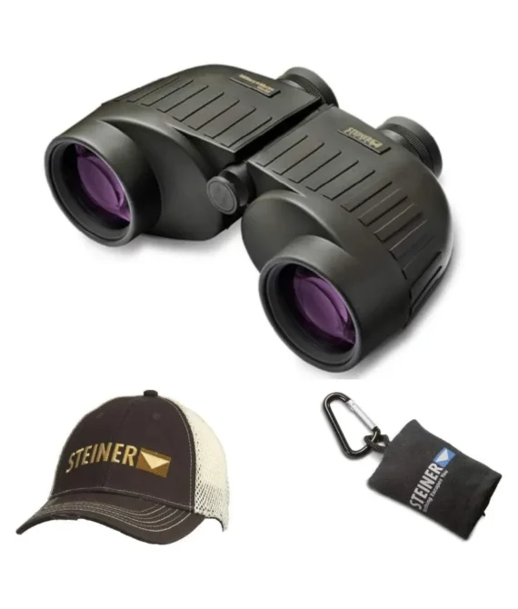 Steiner 10×50 Military Marine Binoculars Gear Bundle Hat & Cleaning Cloth