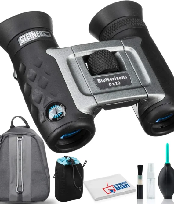 Steiner 8×22 BluHorizons Binocular Bundle with Padded Backpack and Deluxe Cleaning Kit